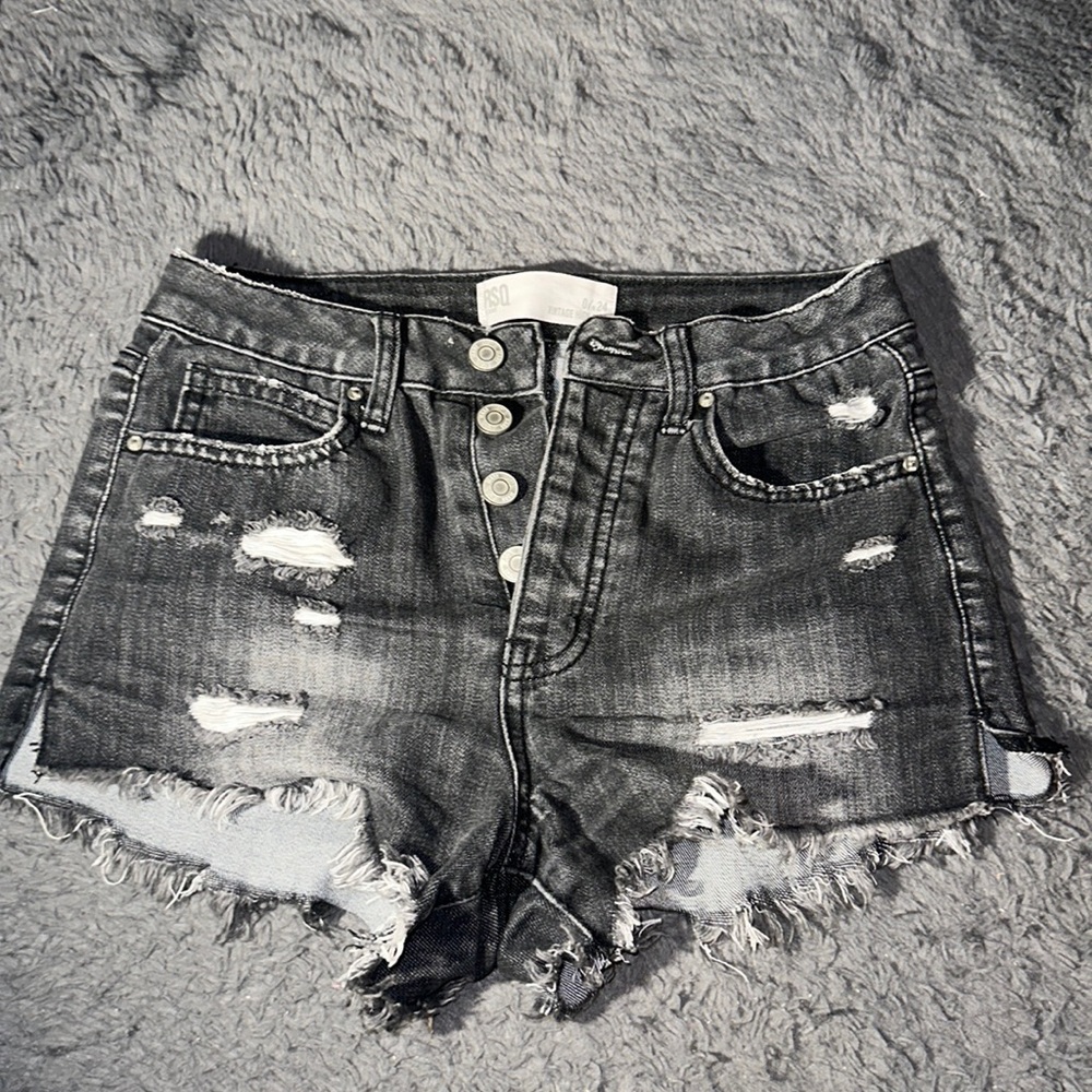 Black shorts vintage 4 buttons with rips